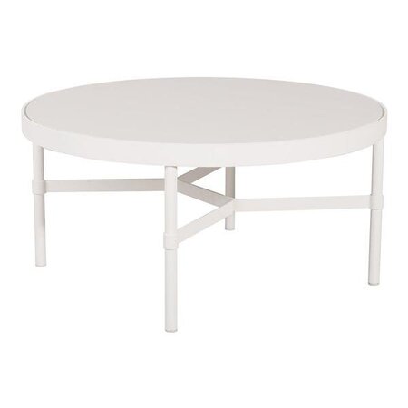 Mindo 100 Outdoor Coffee Table - Round - Off-White Aluminum