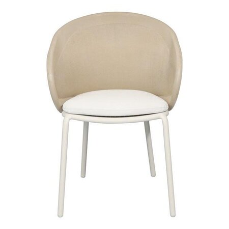 Mindo 114 Outdoor Dining Chair - Stackable - Beige Knit-Light Grey Aluminum