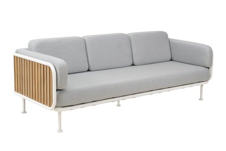 Mindo 100 3 Seater Sofa 3 Sitzer Sofa-Aluminium Off - White - Sunbrella Grey Chine