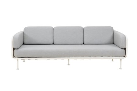 Mindo 100 3 Seater Sofa 3 Sitzer Sofa-Aluminium Off - White - Sunbrella Grey Chine