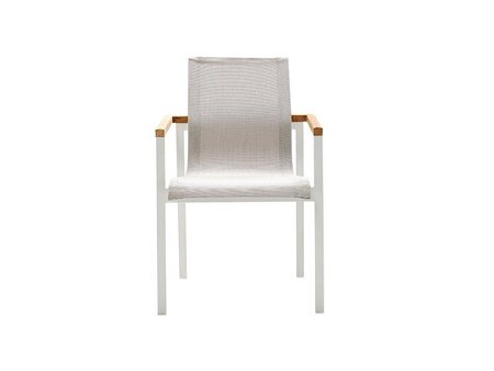 Solpuri SKY Stapelsessel mit Teak-Armlehne-Alu white / softex shell / Teak Onlay 