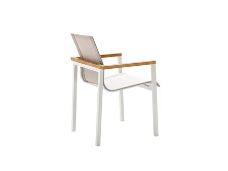 Solpuri SKY Stapelsessel mit Teak-Armlehne-Alu white / softex shell / Teak Onlay 