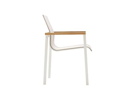 Solpuri SKY Stapelsessel mit Teak-Armlehne-Alu white / softex shell / Teak Onlay 