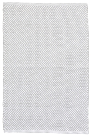 Dash and Albert Herringbone Pearl Grey/White Indoor/Outdoor Rug