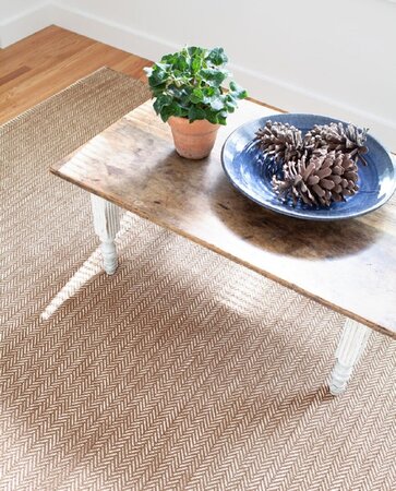 Dash And Albert Herringbone Stone Cotton Woven - Teppich