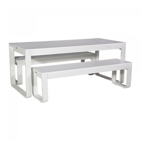 Klapptisch + 2 Bänke, Flow Dinner Set - Melamin Weiß