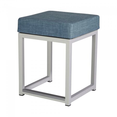 Maramo Barhocker Kubo Cube, Stahl-weiß - Linnen Look, Blau