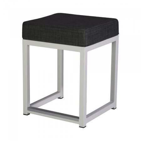Maramo Barhocker Kubo Cube, Stahl-weiß - Linnen Look, Anthrazit