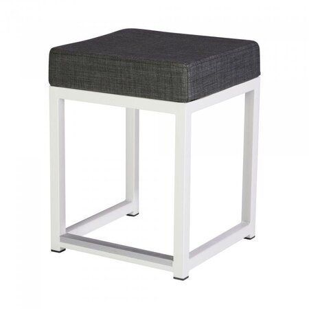 Maramo Barhocker Kubo Cube, Stahl-weiß - Linnen Look, Anthrazit
