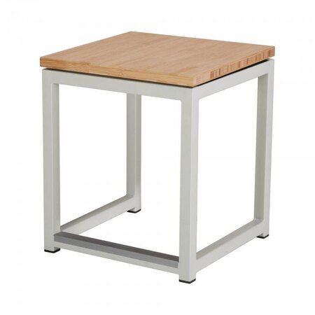 Maramo Barhocker Kubo Cube, Stahl - Bambus, unbehandelt -  weiß