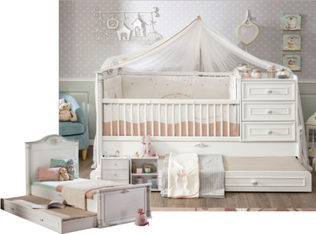 Marisil Romantic Mitwachsendes Babybett 80 x 180 cm