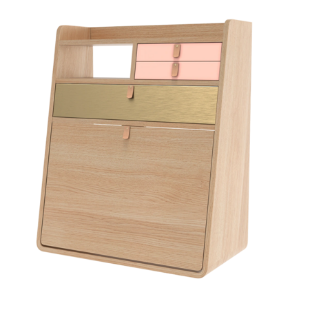 Natural Oak - Brass / Apricot Pink