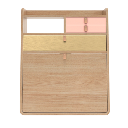 Natural Oak - Brass / Apricot Pink