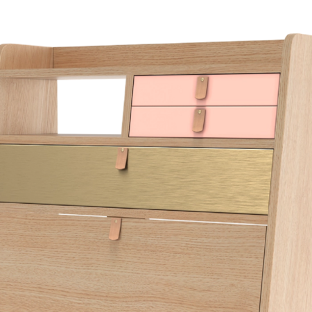 Natural Oak - Brass / Apricot Pink