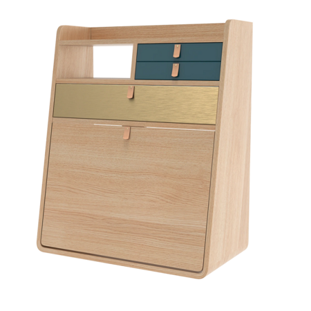 Natural Oak - Brass / Petrol Blue