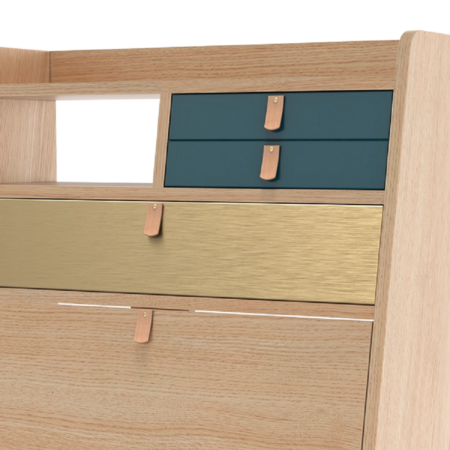 Natural Oak - Brass / Petrol Blue