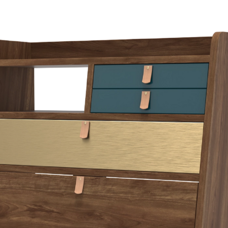 Natural Walnut - Brass / Petrol Blue