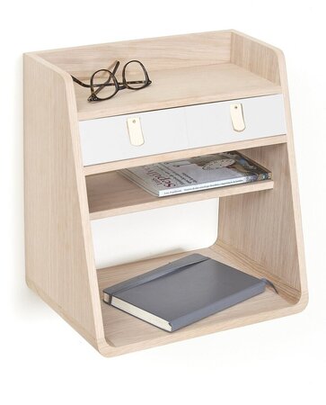 Harto Bedside Wall Table Suzon - Nachttisch Hängend: Natural Oak - White