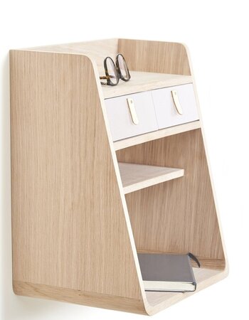 Harto Bedside Wall Table Suzon - Nachttisch Hängend: Natural Oak - White