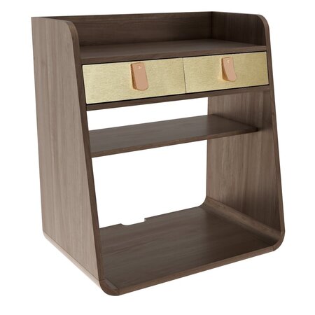 Harto Bedside Wall Table Suzon - Nachttisch Hängend: Natural Walnut - Brushed brass