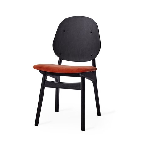 Warm Nordic Noble Chair with Black Lacquer Beech - Brick red velvet