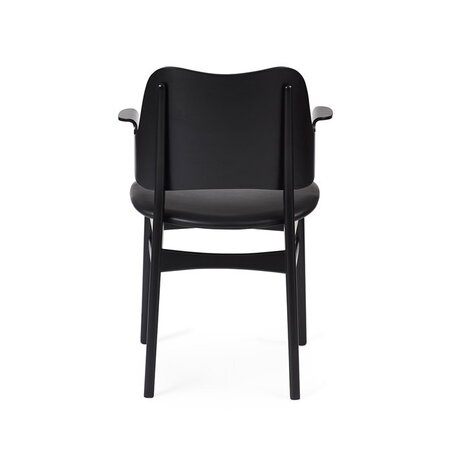 Warm Nordic Gesture Chair with Black Lacquered Beech and Fully Upholstery - Black Prescott leather