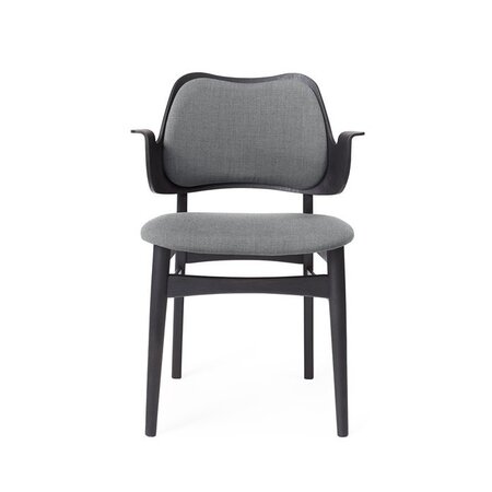 Warm Nordic Gesture Chair with Black Lacquered Beech and Fully Upholstery - Grey melange