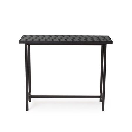 Warm Nordic Herringbone Tile Console Table - Soft black