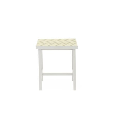 Warm Nordic Herringbone Tile Side Table - Butter yellow