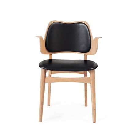 Warm Nordic Gesture Chair with Oiled Oak - Black Prescott leather