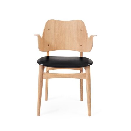 Gesture Chair with oiled Oak & Seat Upholstery - Black Prescott leather