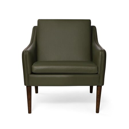 Warm Nordic Mr.Olsen Lounge chair with Walnut Oiled - Pickle green leather