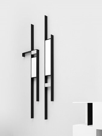 MDF Italia Mirror Lines - Wandspiegel - Nickel schwarz - Carrara Marmor weiss - Komposition 5 - 6