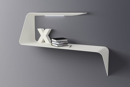 MDF Italia Mamba - Wandregal mit optionaler Beleuchtung - Cristalplant weiss matt - Links - Mit LED