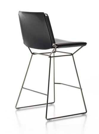 MDF Italia Neil Leather Stool - Barhocker mit Lederbezug - 65 cm - Schwarz