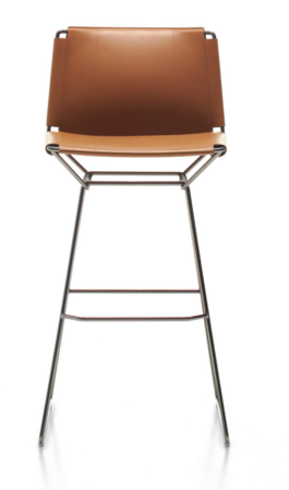 MDF Italia Neil Leather Stool - Barhocker mit Lederbezug - 78 cm - Natur