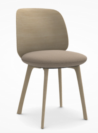 MDF Italia Universal Chair - Stuhl mit Sitzpolsterung - Bleicheiche-Anima-05-Beige - Teller Graphitgrau