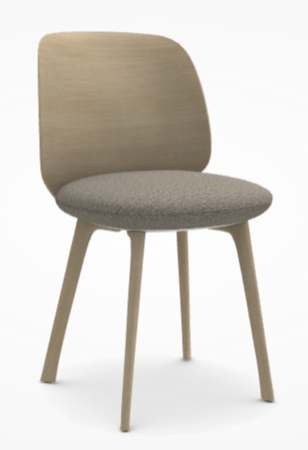 MDF Italia Universal Chair - Stuhl mit Sitzpolsterung - Bleicheiche-Savanna-122-Braun-Beige - Teller Weiss