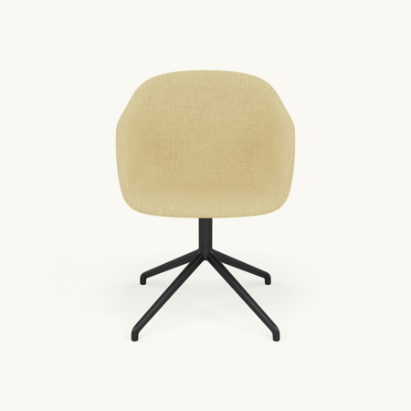 Muuto Fiber Armchair Swivel Base With Return - Light Yellow / Clara 423/Anthracite Black