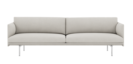 Muuto Outline Studio Sofa: Polished Aluminum Base - Hallingdal 113