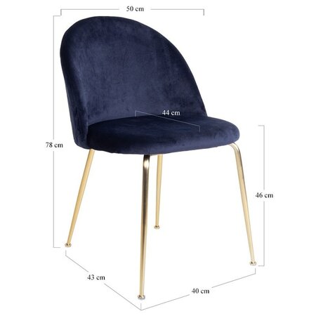 House N Geneve Dining Chair with Brass Legs - blue 