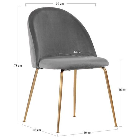House N Geneve Dining Chair with Brass Legs - grey velvet