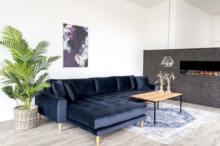 House N Lido Lounge Sofa Left Facing Dark Blue Velvet