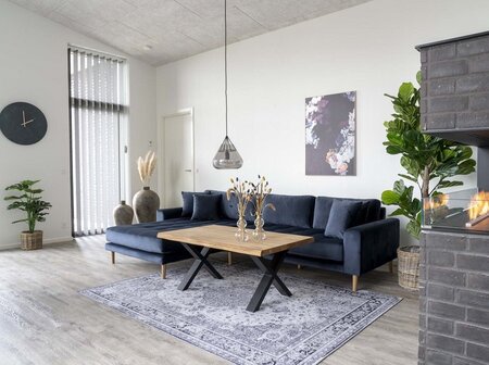 House N Lido Lounge Sofa Left Facing Dark Blue Velvet