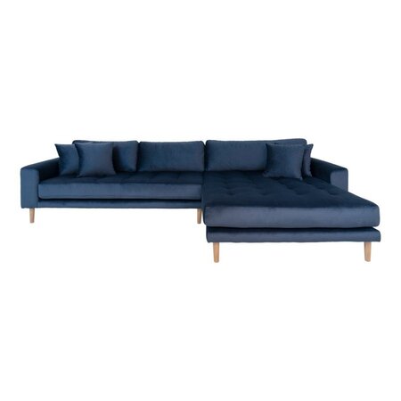 House N Lido Lounge Sofa Right Facing Dark Blue Velvet