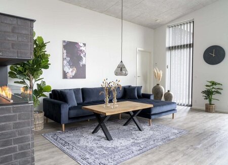 House N Lido Lounge Sofa Right Facing Dark Blue Velvet