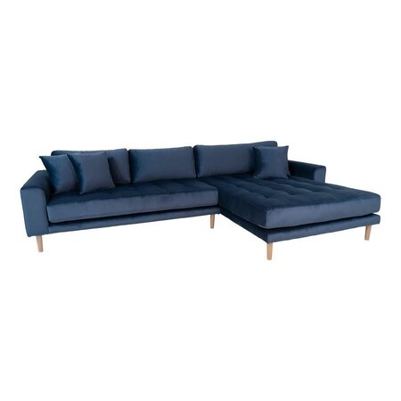 House N Lido Lounge Sofa Right Facing Dark Blue Velvet