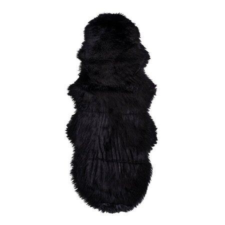 House N Lambskin Artificial Rug - Black