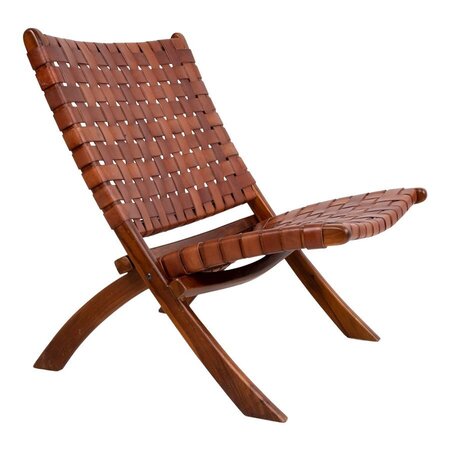 House N Perugia Folding Chair - Brown Leather