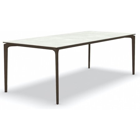 Fast AllSize Tisch mit Platte aus Feinsteinzug, Snow-Dunkelbraun